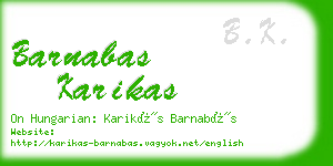 barnabas karikas business card